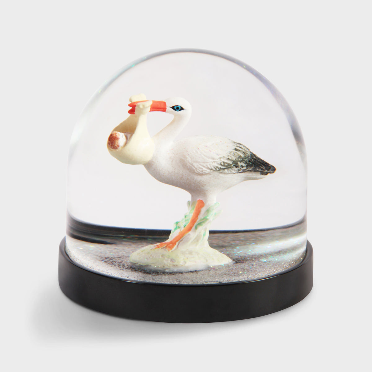 Stork and Baby Snow Globe