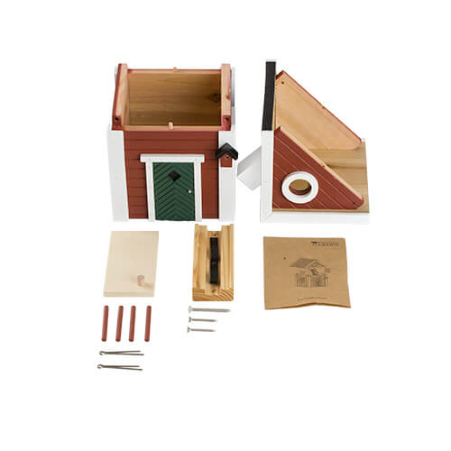 Multiholk Red Cottage Birdhouse and Feeder