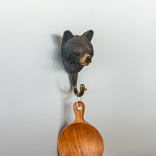Handcrafted Black Bear Hook for Home Decor