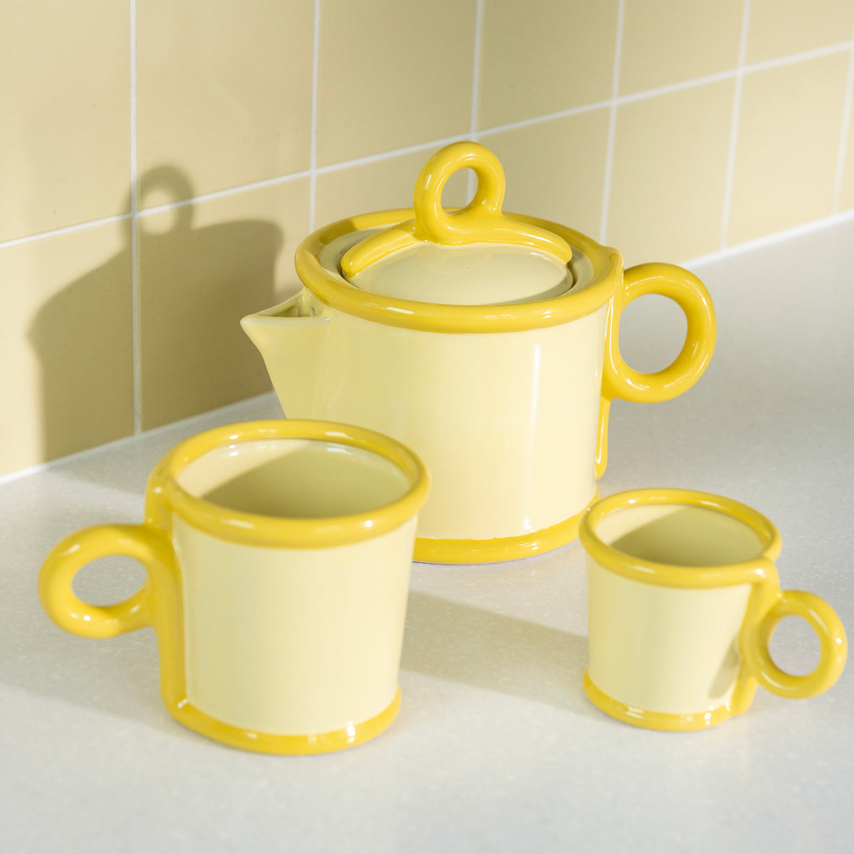 Set of 2 Large Yellow Loop Mugs