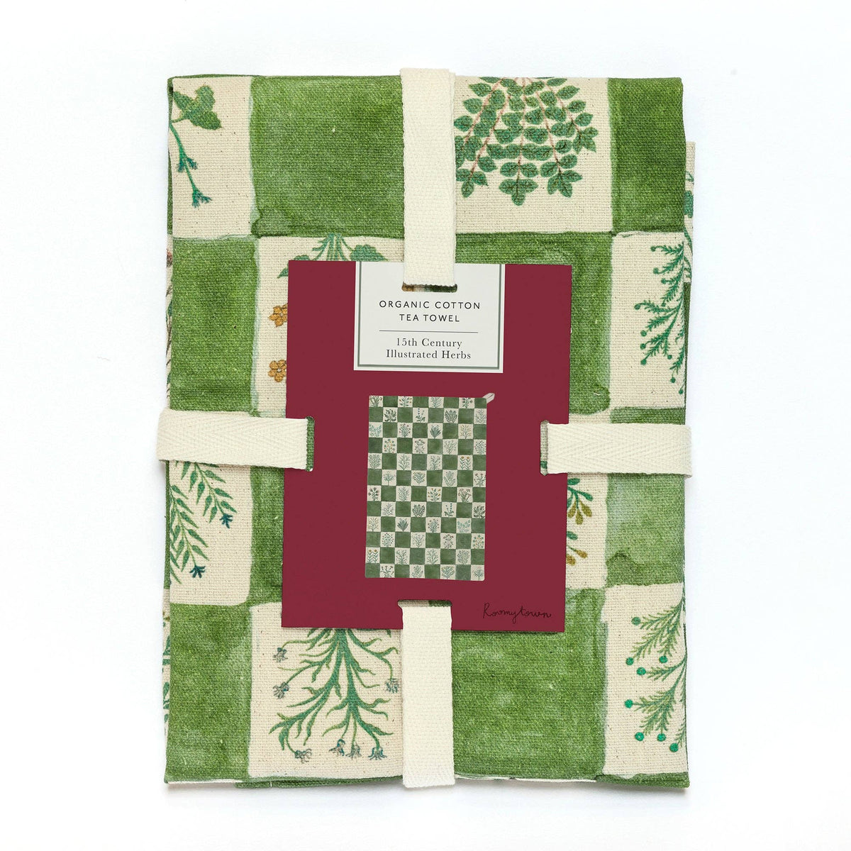 Organic Cotton Tea Towel - 15th Century Herb Illustrations