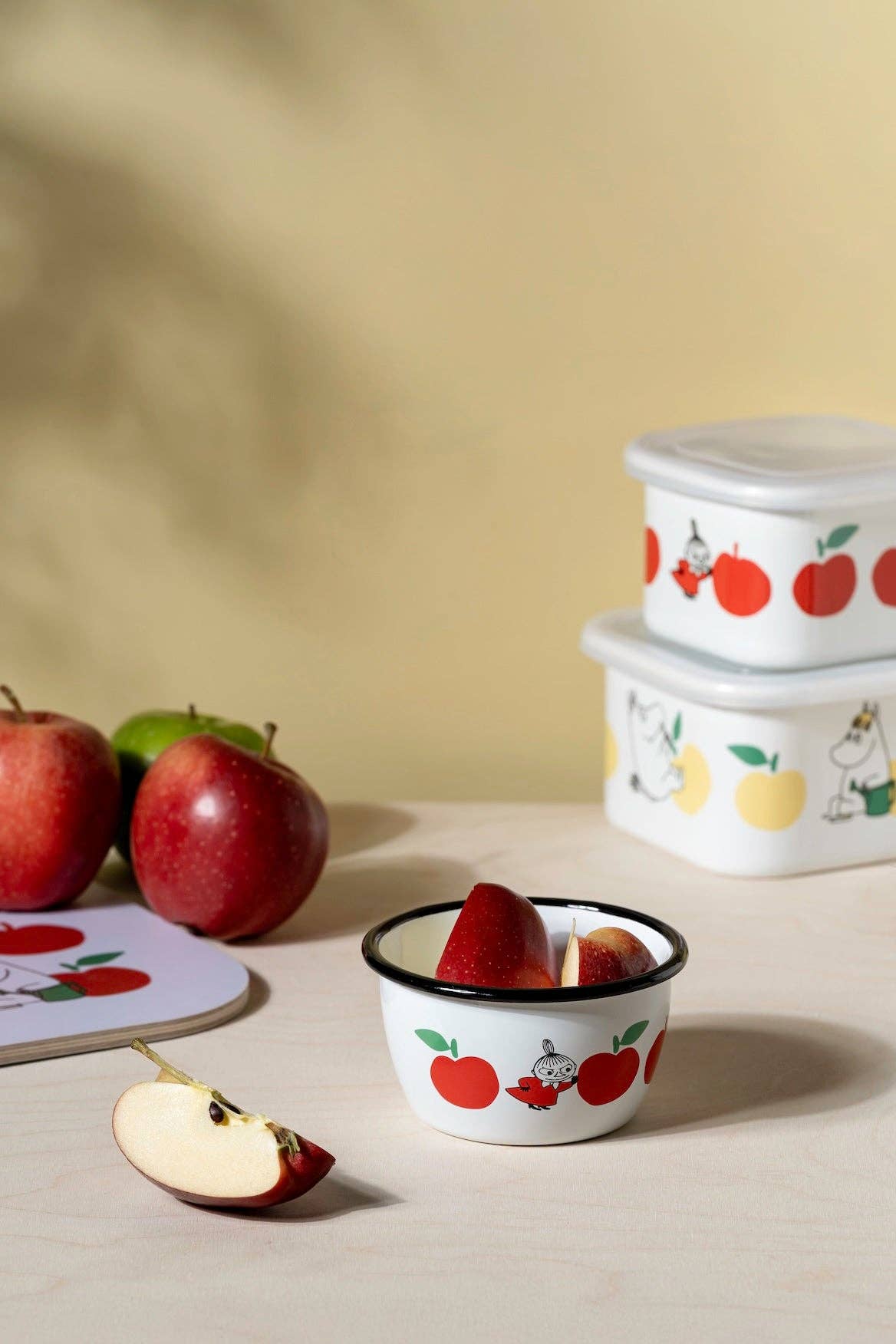 MOOMIN | Enamel Bowl | Joyful Apples - Red | 0.3L