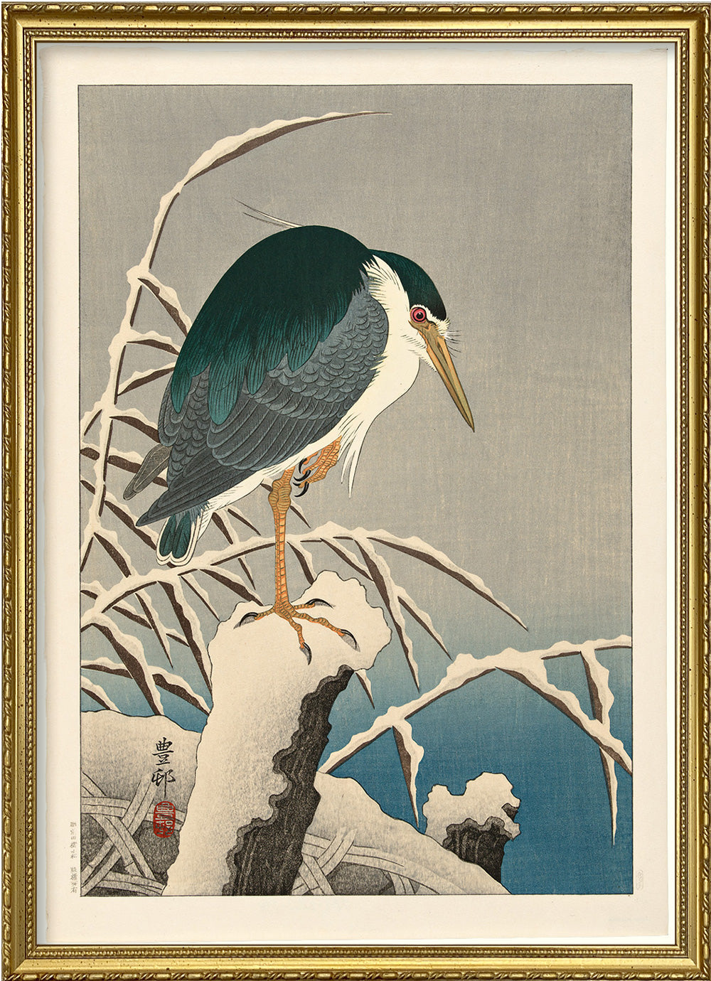 Heron in Snow Art Print