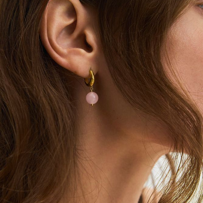 Rose Quartz Blush Earrings in Recycled Silver