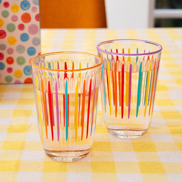 Colourful Striped Glass Carafe - 25cm