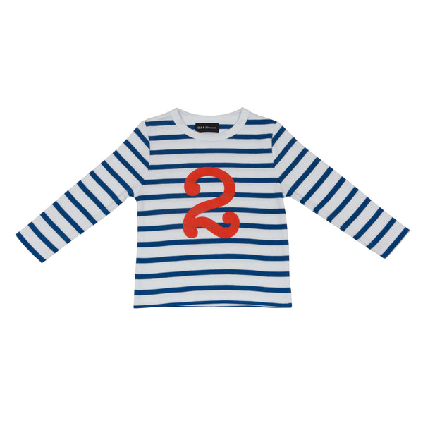 French Blue Breton Stripe Number 2 T-Shirt