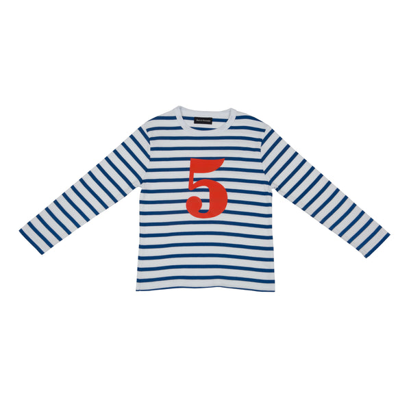 French Blue Breton Striped Number 5 T-Shirt