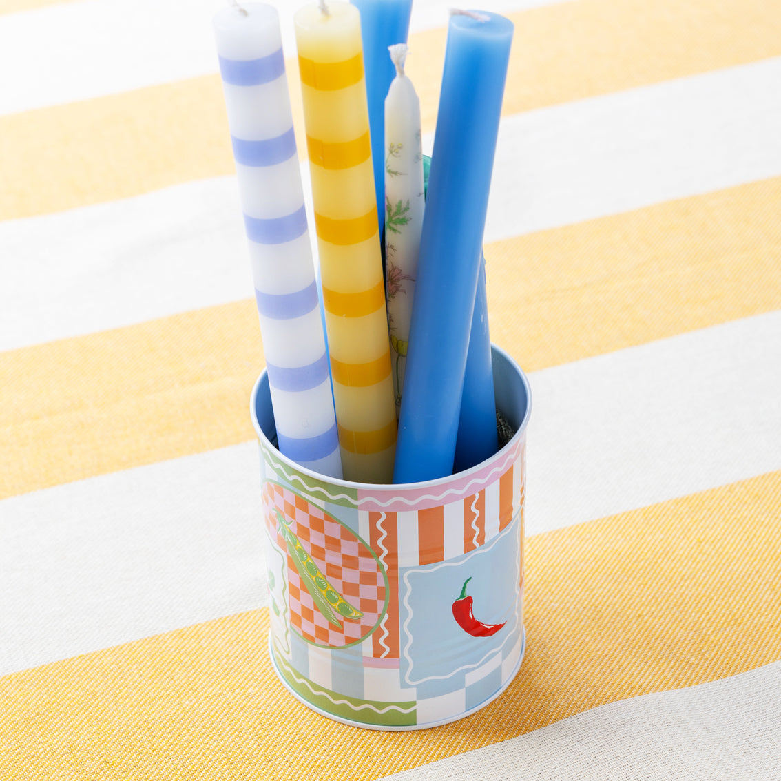 Yellow Stripe Dinner Candle - 28cm