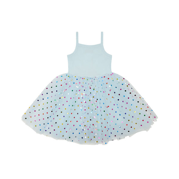 Sky Blue Spot Dress for Girls