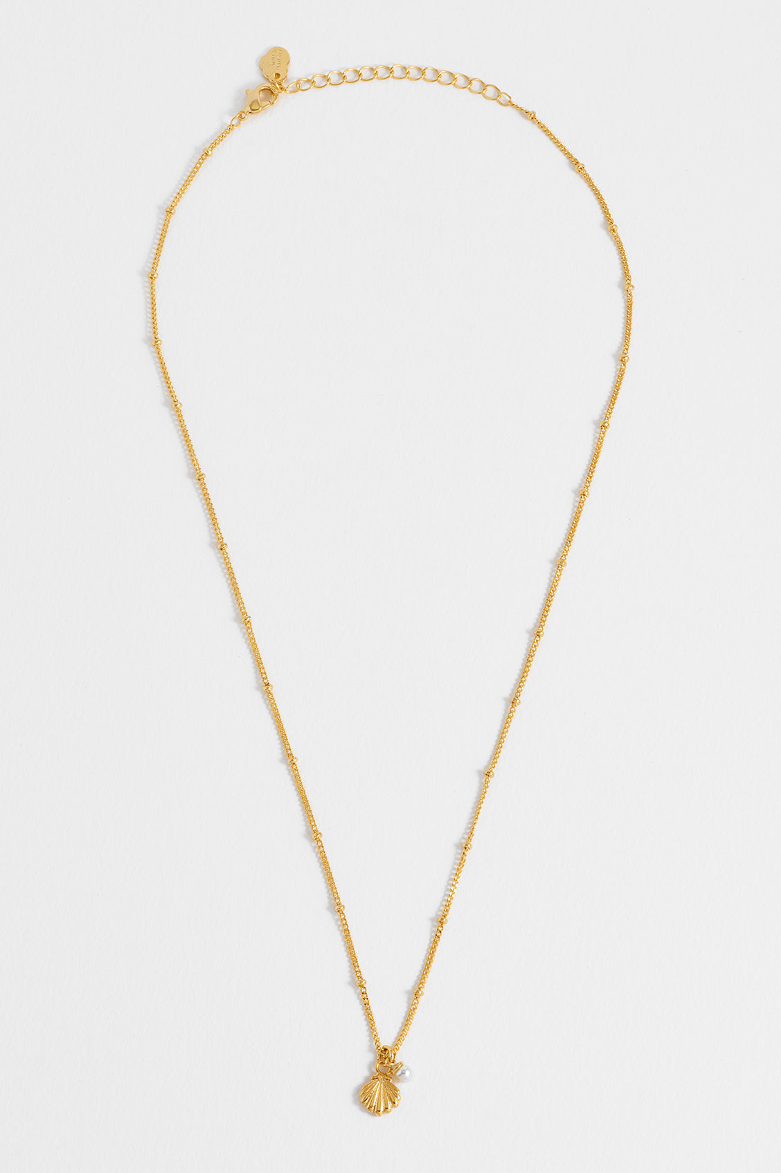 Gold-Plated Seashell and Pearl Necklace
