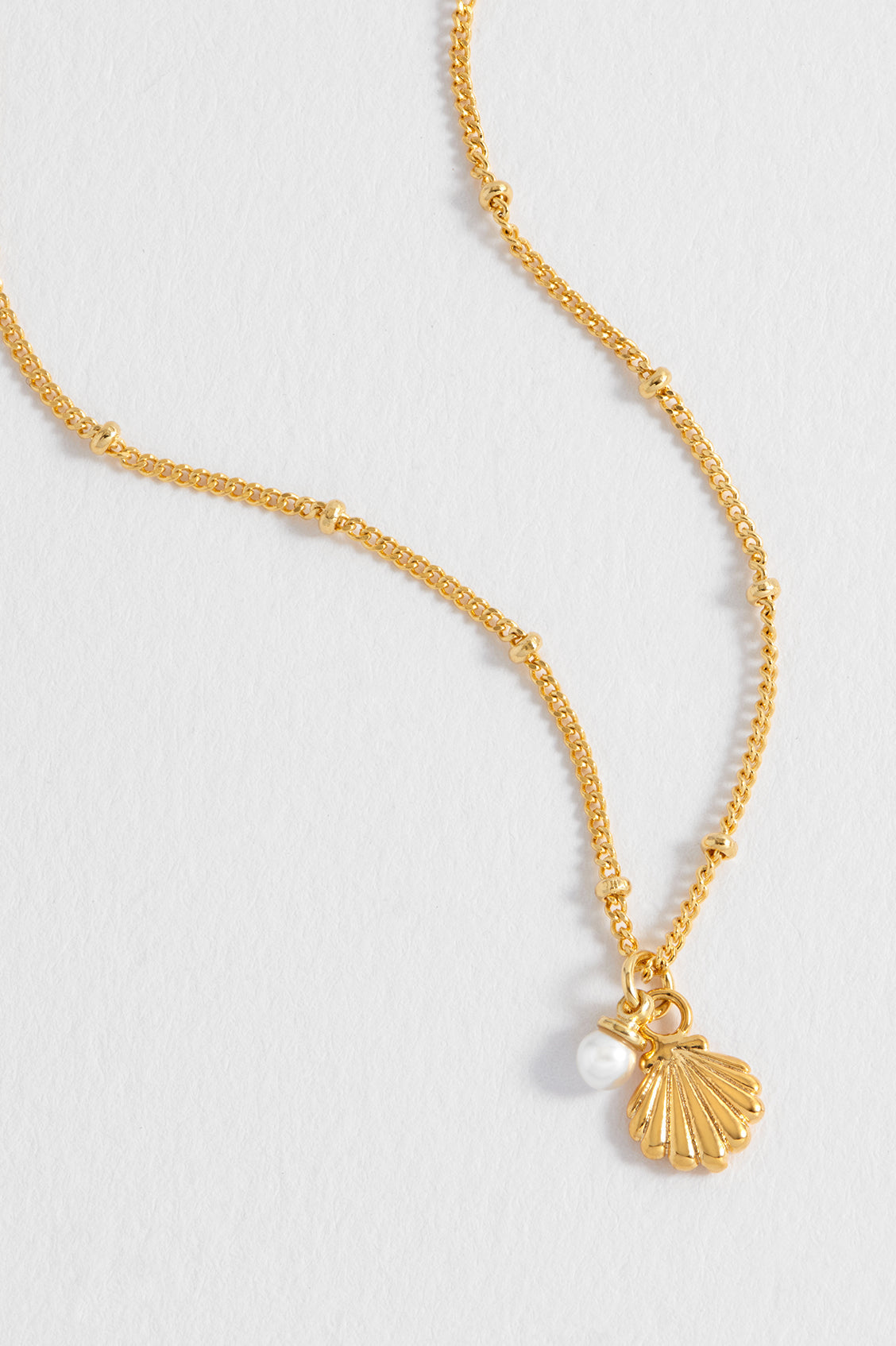 Gold-Plated Seashell and Pearl Necklace