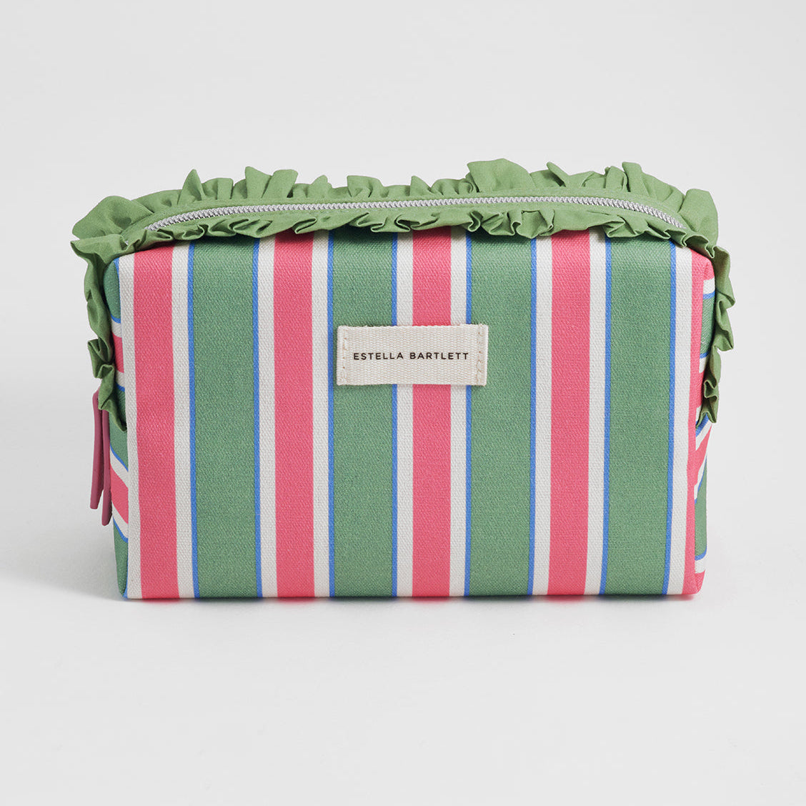 Green Stripe Ruffle Wash Bag