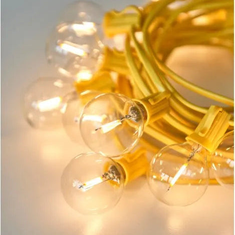 Yellow Festoon Lights with Warm White Bulbs