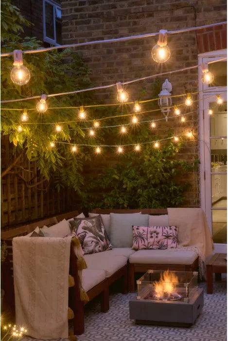 Yellow Festoon Lights with Warm White Bulbs