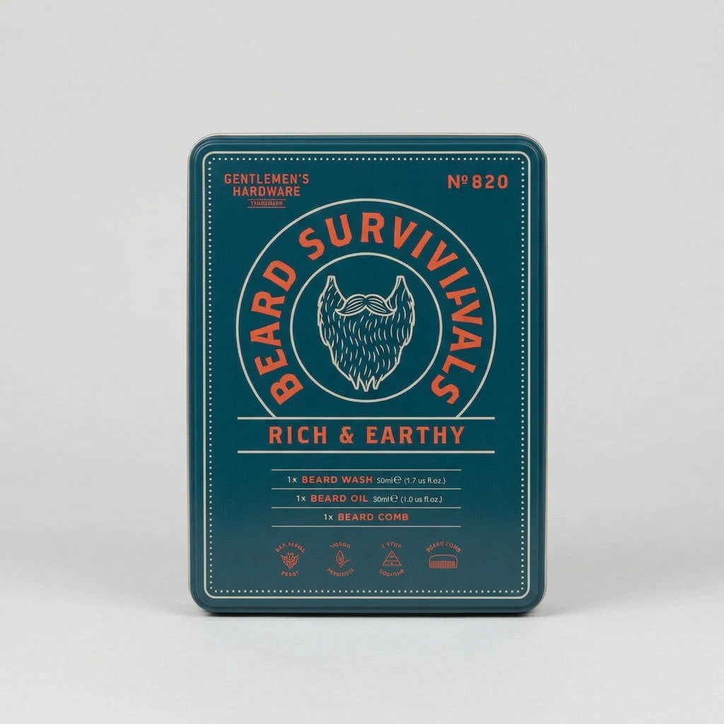 Beard Survival Kit with Oak Moss Wash and Oil