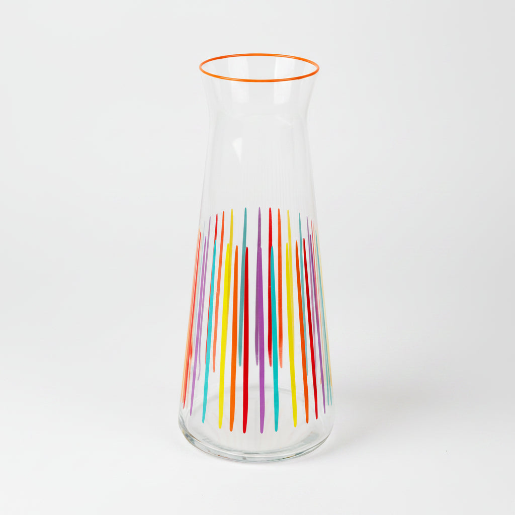 Colourful Striped Glass Carafe - 25cm