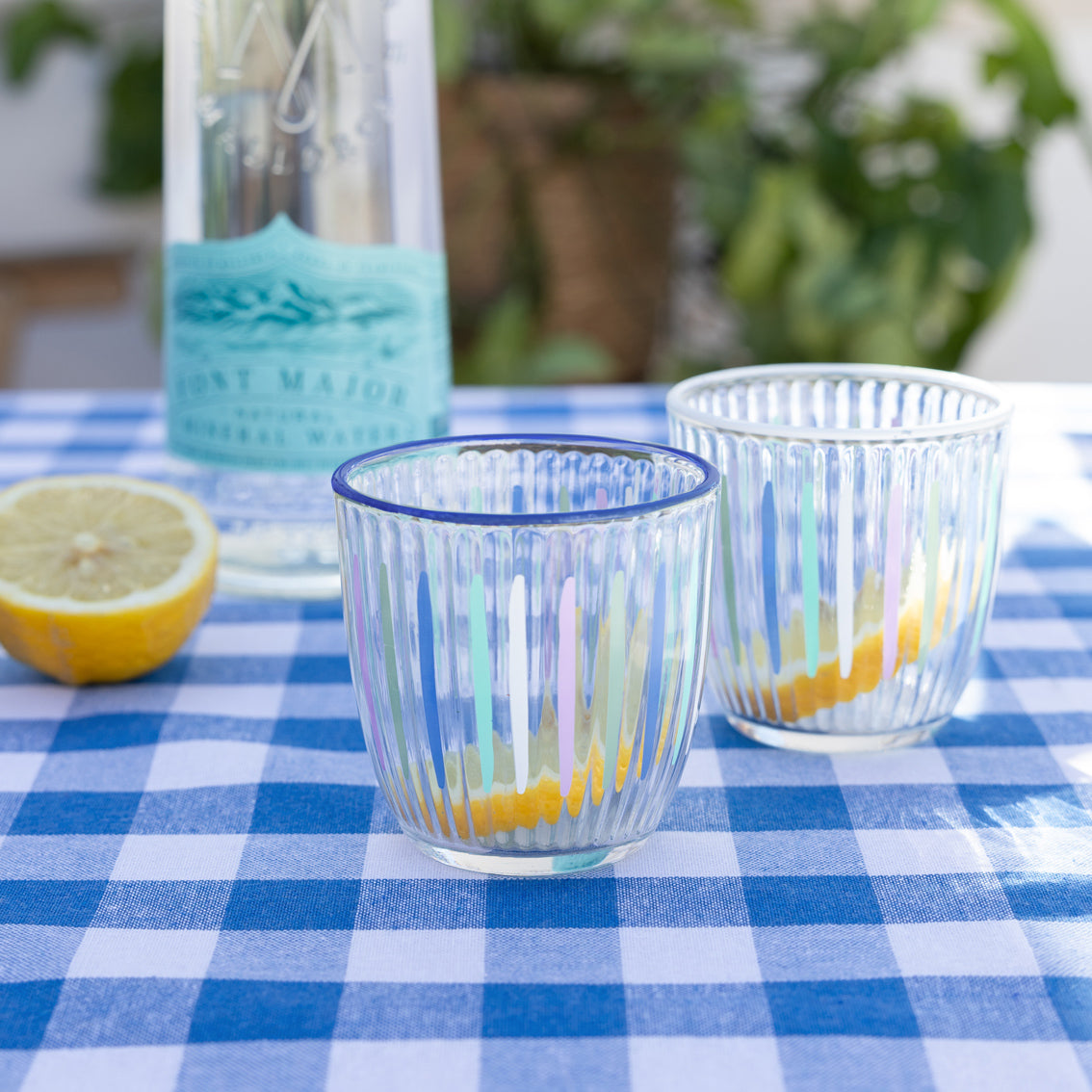 Gingham Blue & White Fabric Tablecloth