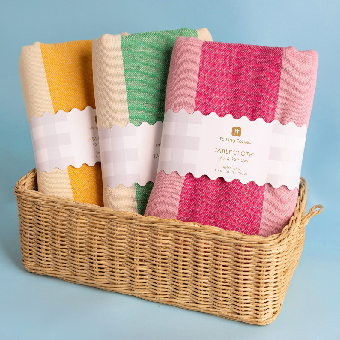 Yellow Stripe Cotton Tablecloth - 160cm x 250cm