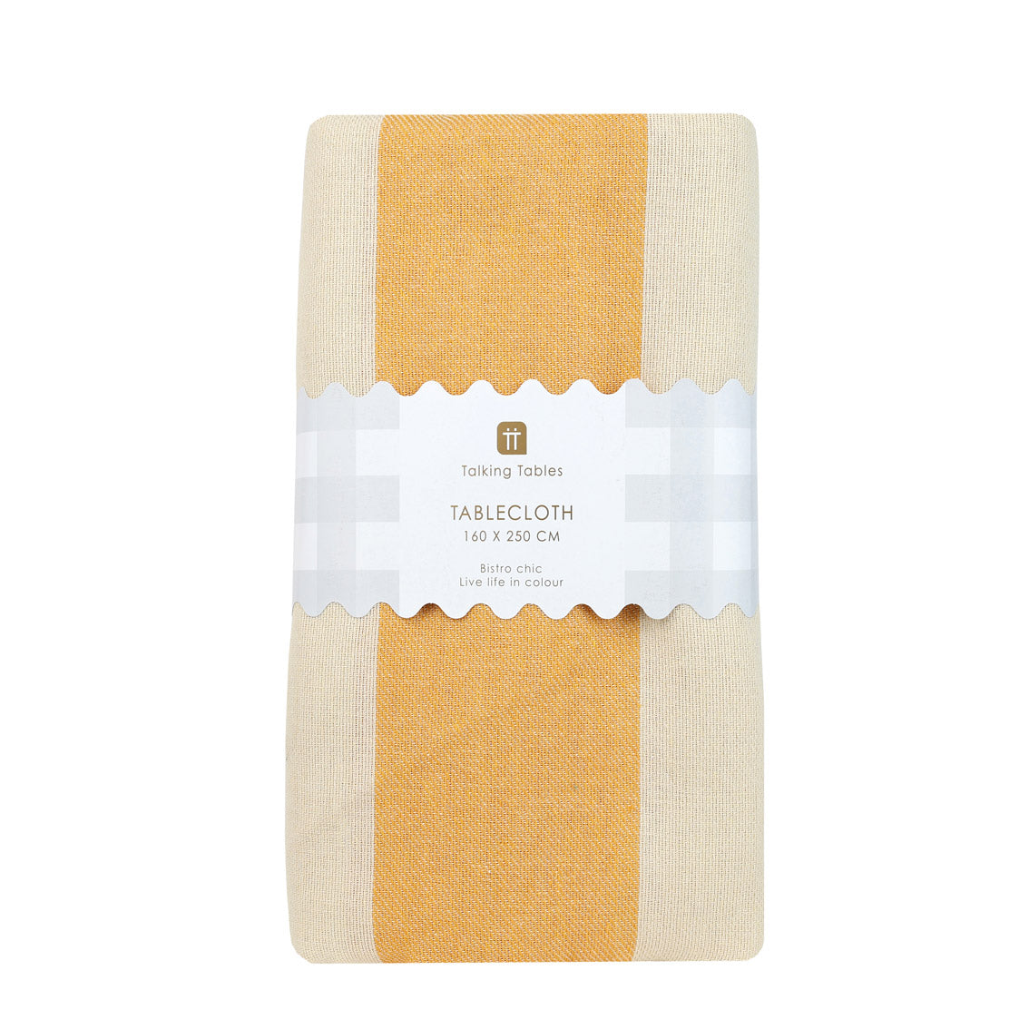 Yellow Stripe Cotton Tablecloth - 160cm x 250cm