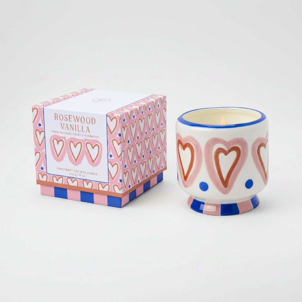 Paddywax A Dopo Hearts Ceramic Candle - Rosewood Vanilla