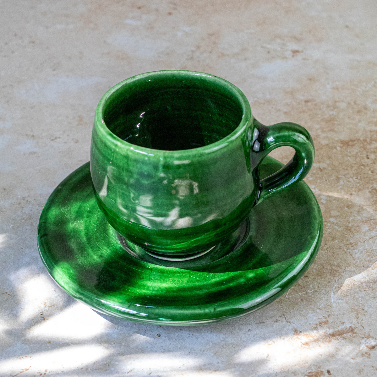 Tazekka Green Moroccan Ceramic Espresso Set