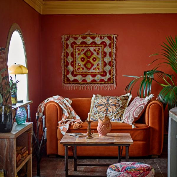 Mughal Wall Art in Upcycled Red Cotton