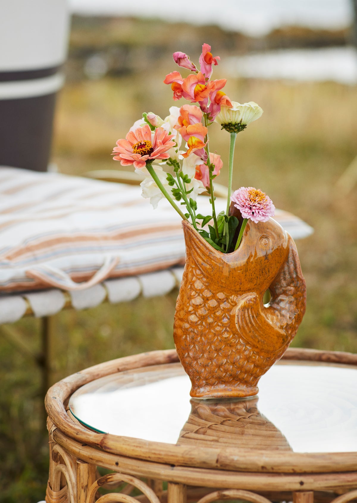 Stoneware fish vase