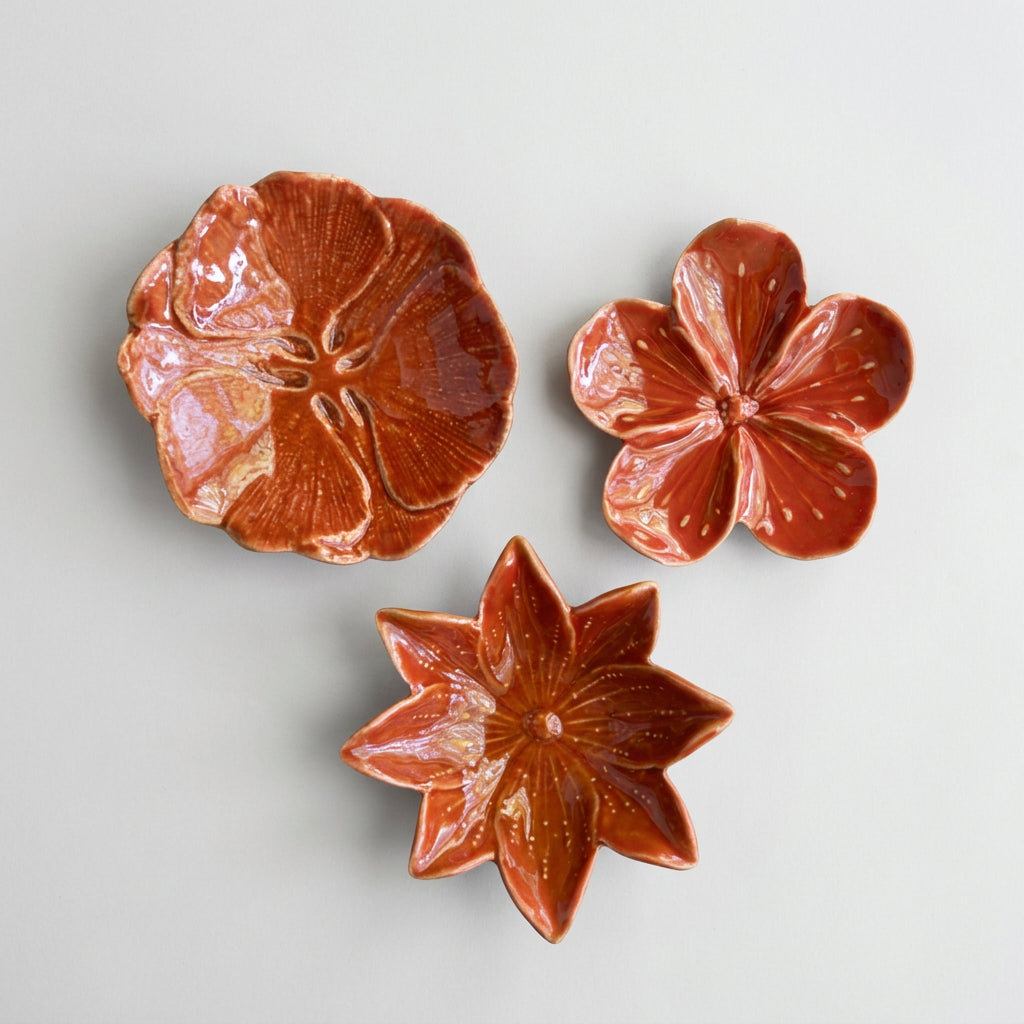 LIYA Orange Ceramic Flower Decoration