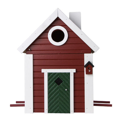 Multiholk Red Cottage Birdhouse and Feeder