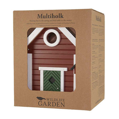 Multiholk Red Cottage Birdhouse and Feeder