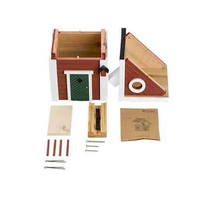 Multiholk Red Cottage Birdhouse and Feeder