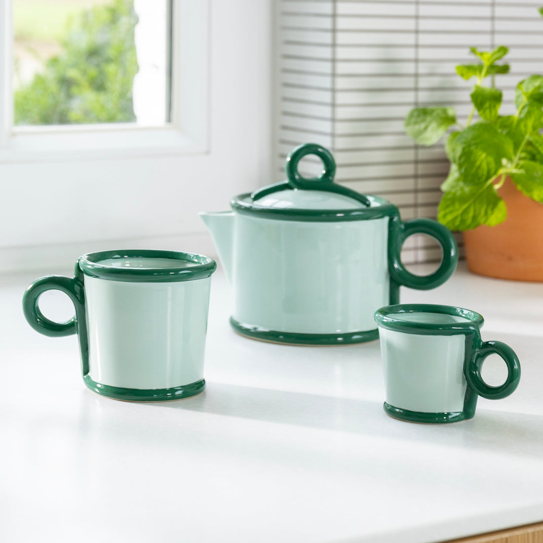 Green Loop Large Mug Set of 2