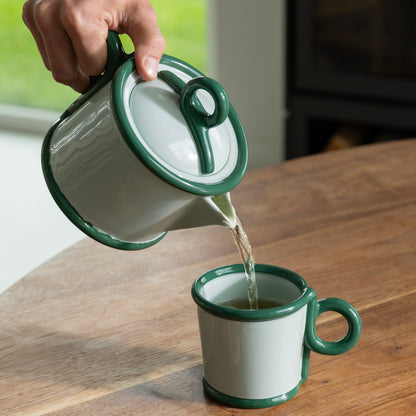 Loop Green Teapot with Sculptural Handle