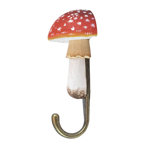 Wooden Fly Agaric Hook with Bronze-coloured Fittings
