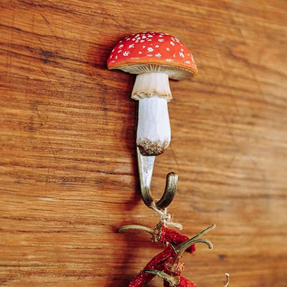 Wooden Fly Agaric Hook with Bronze-coloured Fittings