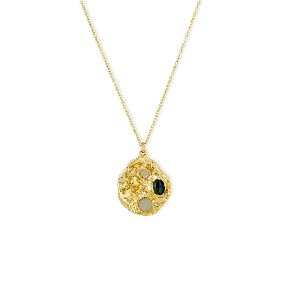 Rhode Gemstone Coin Necklace in Gold