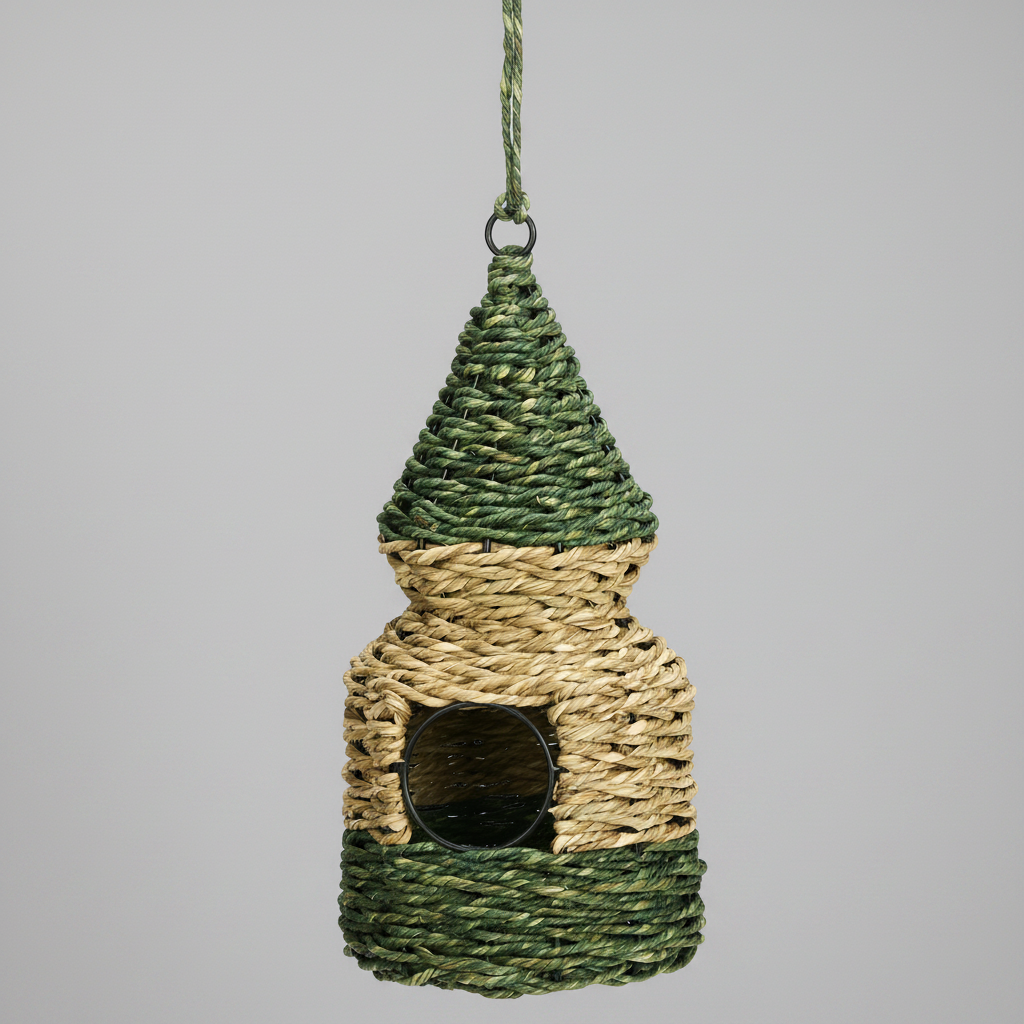 Handwoven Hanging Bird House in Seagrass