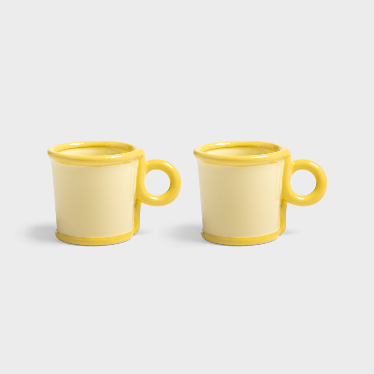 Set of 2 Large Yellow Loop Mugs