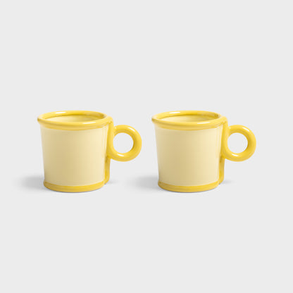 Set of 2 Large Yellow Loop Mugs