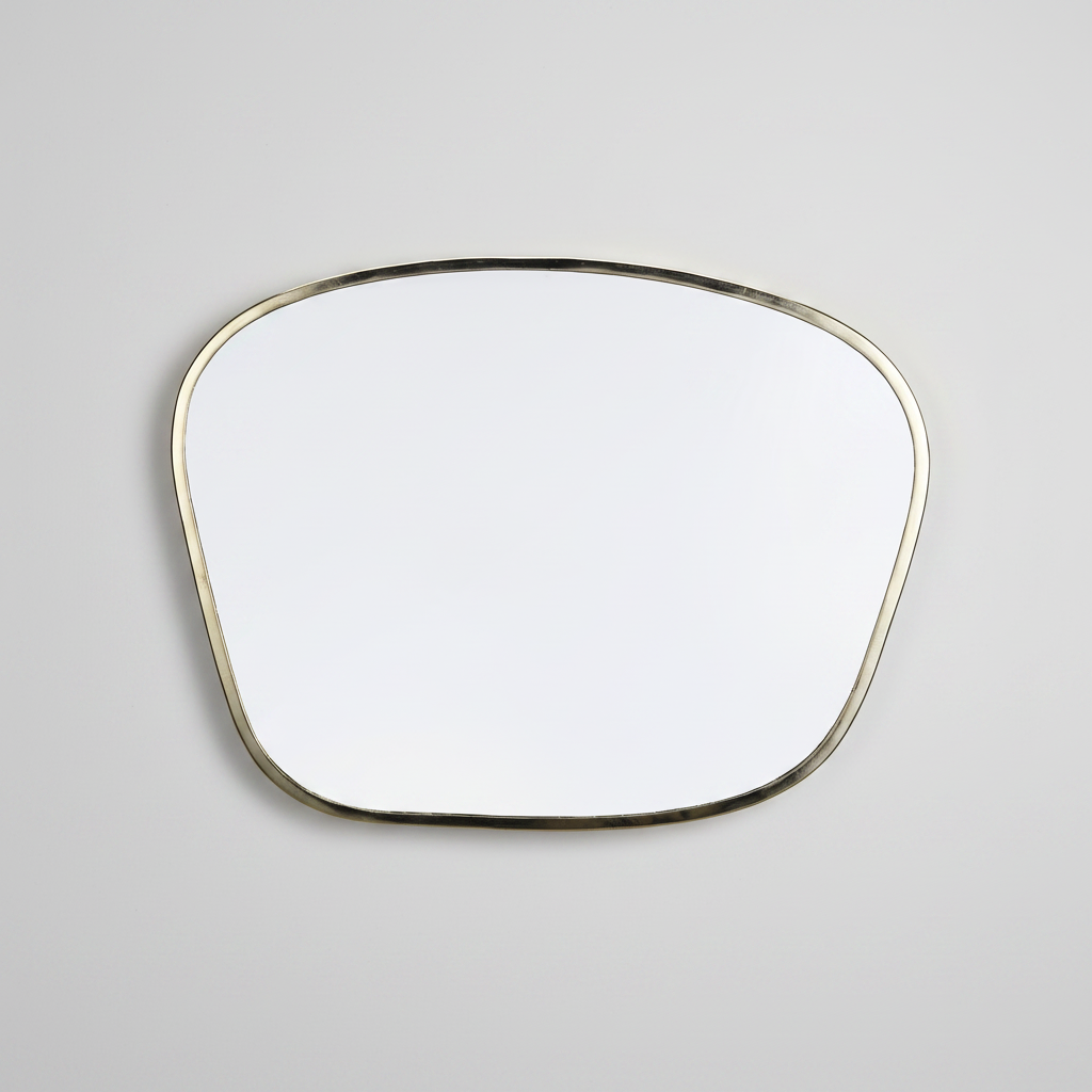 Organic Shape Mirror with Gold Frame