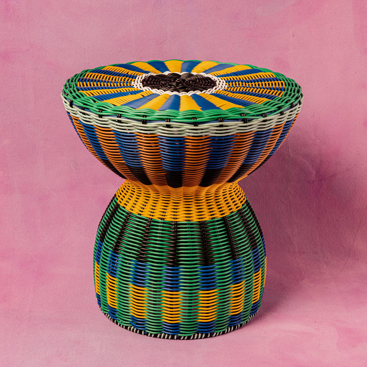 Accent Table in Blue &amp; Yellow