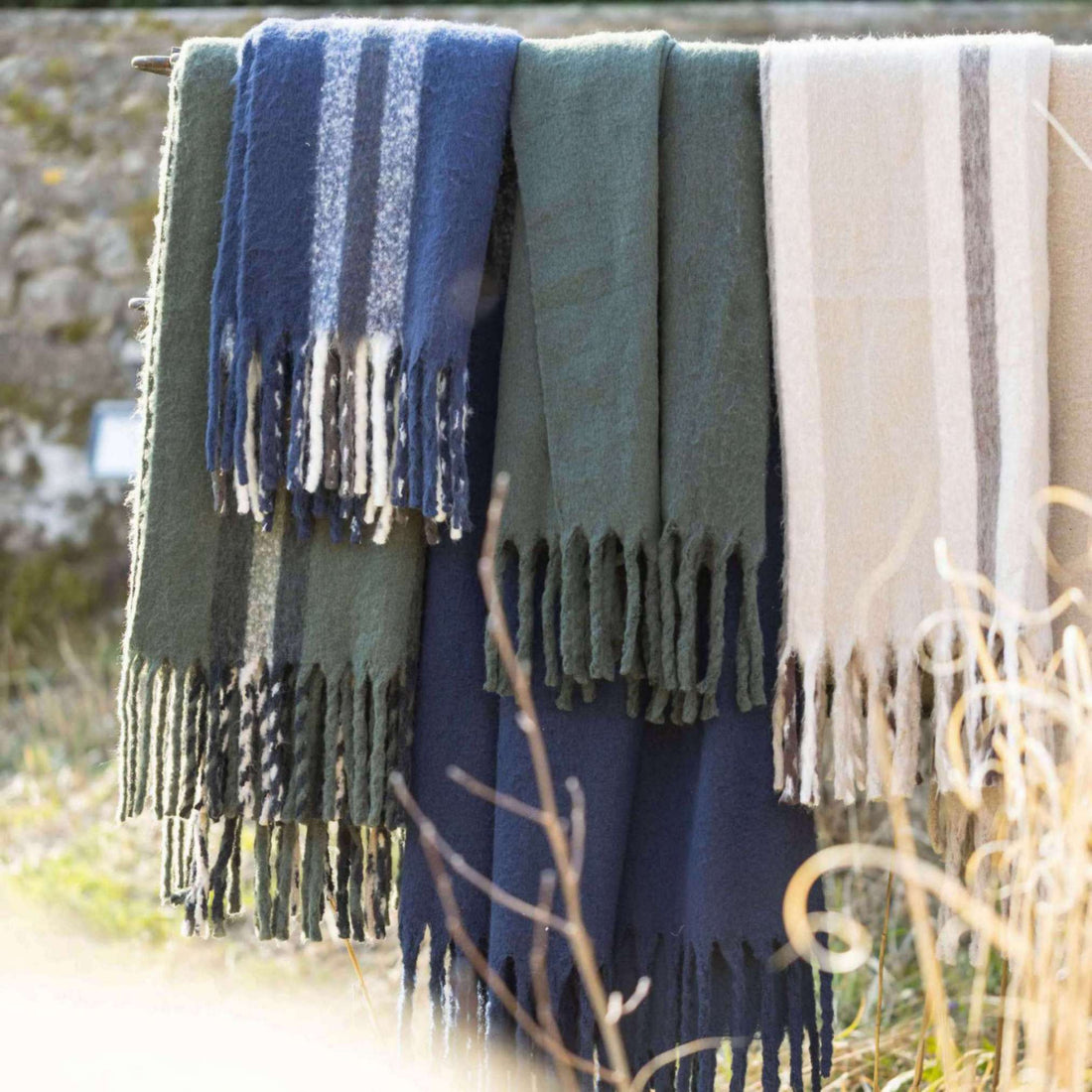 Plain Isabel Throw in Marine
