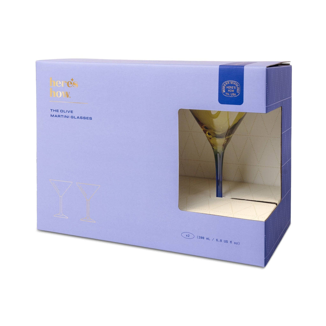 Olive Martini Glass Set of 2 - Olive &amp; Cobalt
