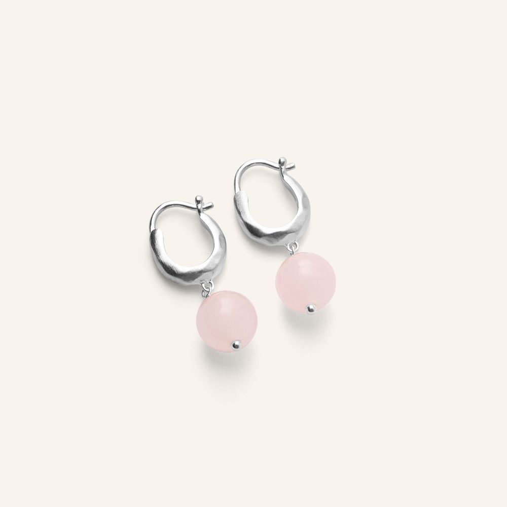 Rose Quartz Blush Earrings in Recycled Silver