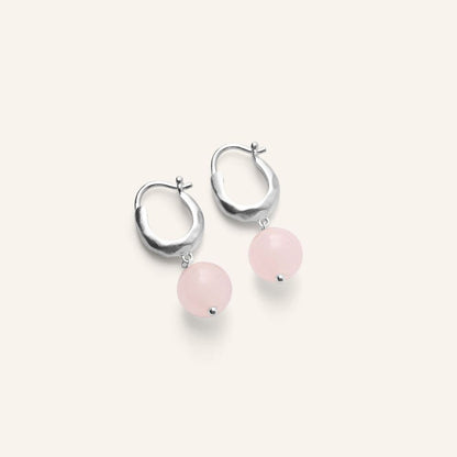 Rose Quartz Blush Earrings in Recycled Silver