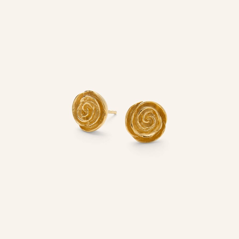 Rose Motif Earsticks in Recycled Silver