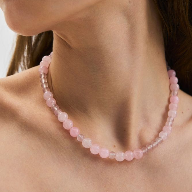 Blush Rose Quartz Necklace in Recycled Silver