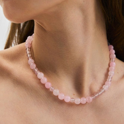 Blush Rose Quartz Necklace in Recycled Silver