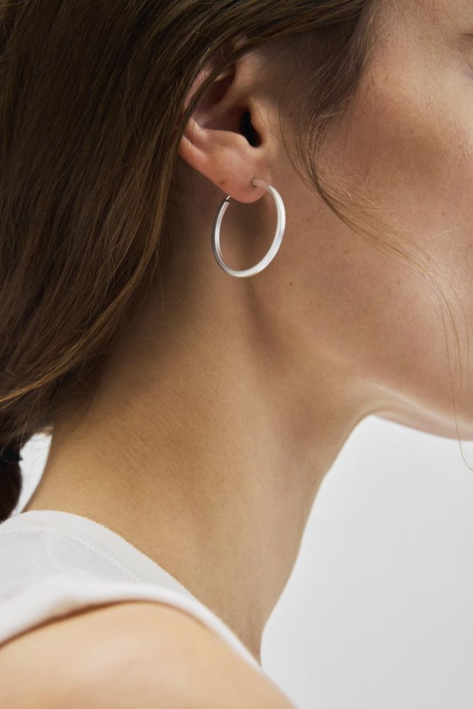 Small Matte Finish Circle Line Hoops