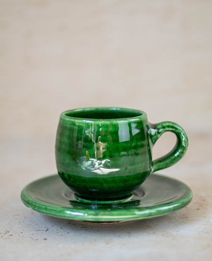 Tazekka Green Moroccan Ceramic Espresso Set